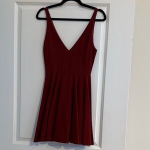 MINKPINK Burgundy V-Neck Mini Dress